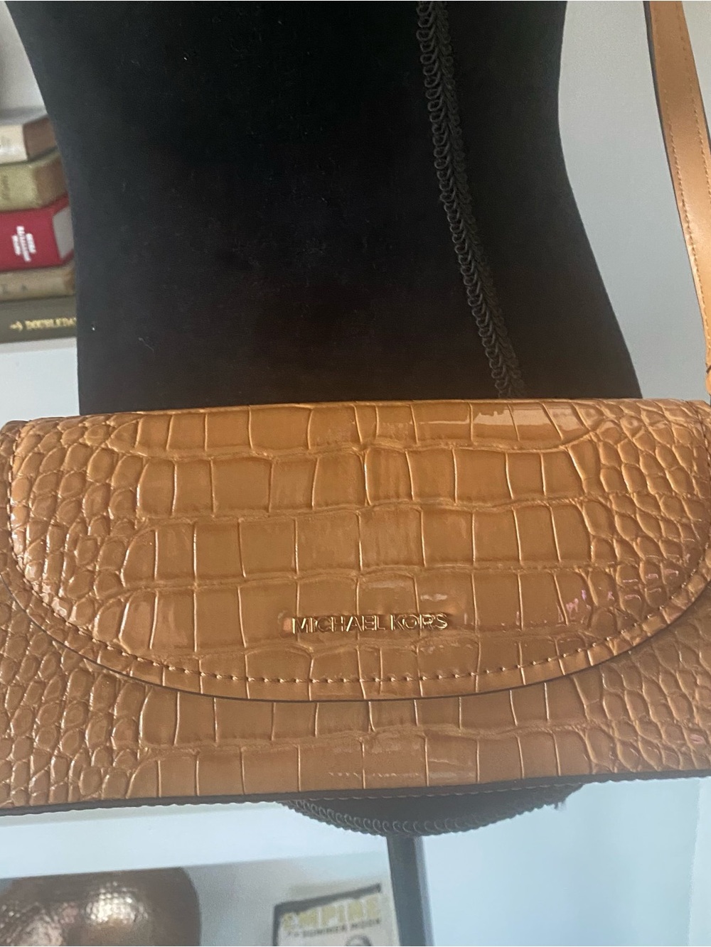 Michael Kors Croc-Embossed Leather Crossbody in Tan